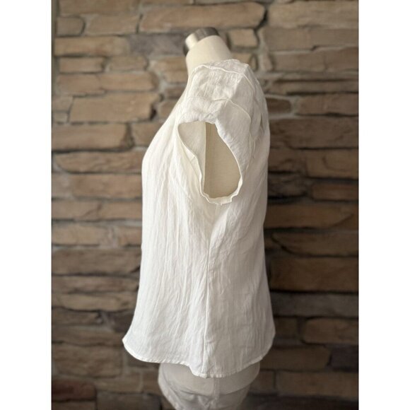 Jun & Ivy White Button Front Blouse XL Francesca’s V-Neck Short Sleeve Top NWT - Picture 2 of 10
